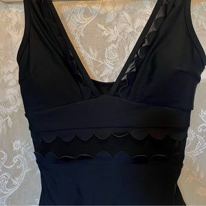 Black Scalloped Mesh Full Suit Swimsuit Bathing Suit One Piece CUPSHE
